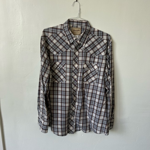 Wrangler Snap Button Plaid Western Shirt - Picture 2 of 6